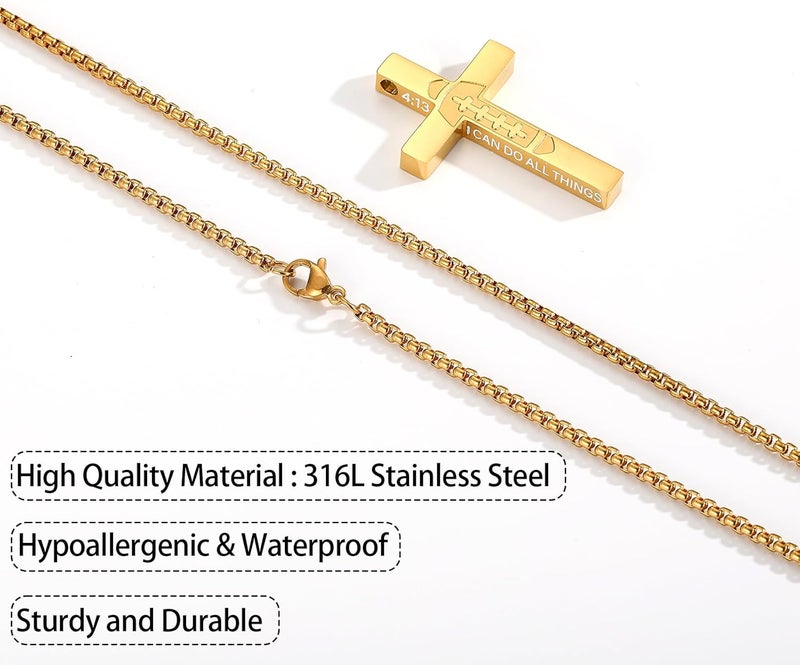 VULETO Football Cross Necklace for Boys Men, Stainless Steel Bible Verse Cross Pendant Chain Sports Gear Stuff Valentines Easter Christian Religious Jewelry Gifts for Teen Boys Kids - Image 4